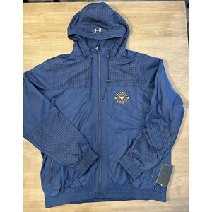 Men's XL Under Armour Project Rock Blue Full Zip Woven Jacket 1370457 408 New